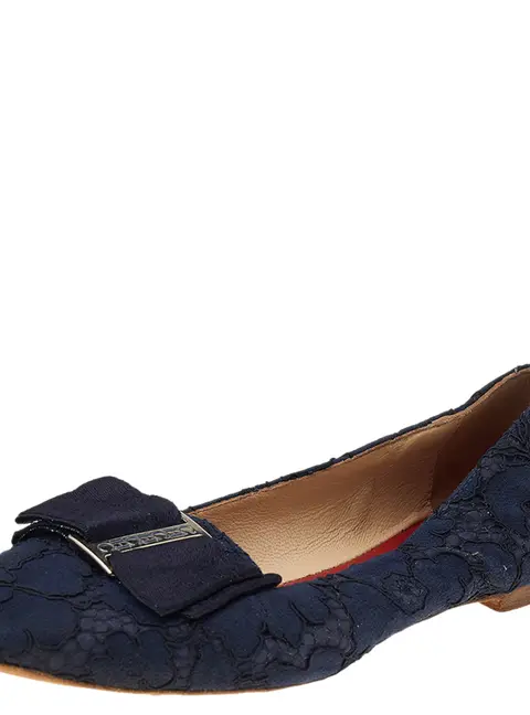 CH Carolina Herrera Size 38 Blue Fabric and Lace Loafers & Moccasins