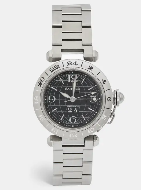 Cartier Pasha De Cartier W31049M7 Black Dial Stainless Steel Unisex Wristwatch 35 mm