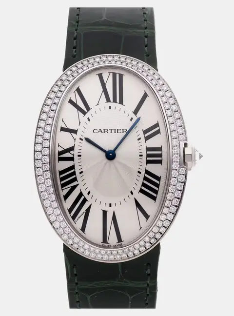 Cartier Baignoire WB520009 Silver 18k White Gold Manual Winding Women's Wristwatch 44mm