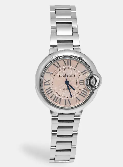 Cartier Ballon Bleu 3489 Pink Dial Stainless Steel Women's Wristwatch 33 mm
