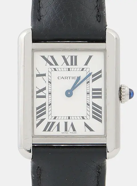 Cartier Tank Solo WSTA0030 Quartz White Stainless Steel Men's Wristwatch 31mm