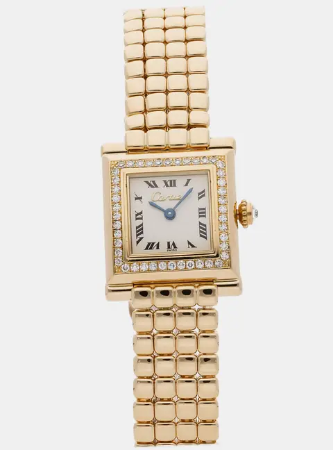 Cartier Trocadero WA9001A6 White 18K Yellow gold, Diamonds Quartz Women Wristwatch 20mm