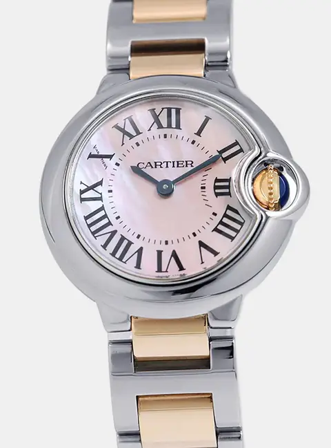 Cartier Ballon Bleu W6920034 Pink 18K Rose Gold, Stainless Steel Quartz Women's Wristwatch 28mm