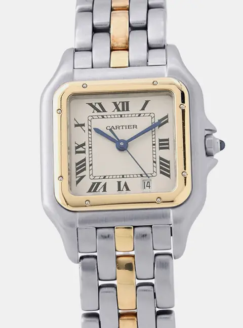 Cartier Panthere 83949 Ivory Stainless Steel 18K Yellow Gold Quartz Women's Wristwatch 26.5mm