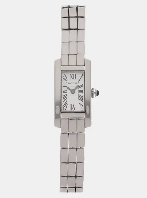 Cartier Tank Allongee Lanieres W15364W3 White Stainless Steel Quartz Women's Wristwatch