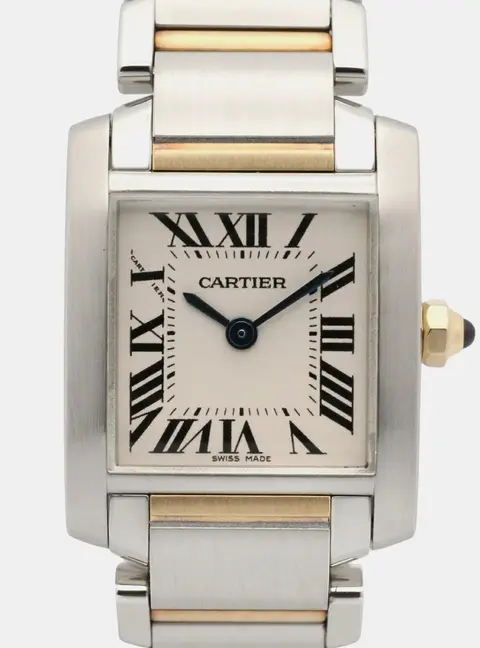 Cartier Tank Francaise W51007Q4 White 18K Yellow Gold, Stainless Steel Quartz Women's Watches 25x20mm