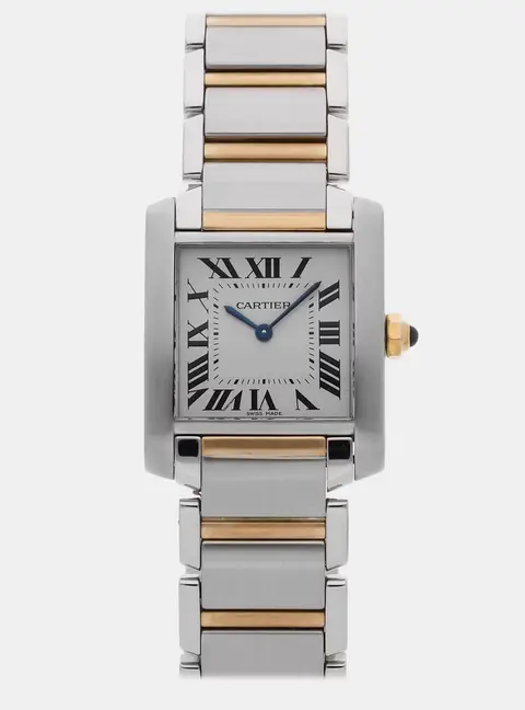 Cartier Tank Francaise W51006Q4 White 18K Yellow Gold, Stainless Steel Quartz Women's Watches 22 mm