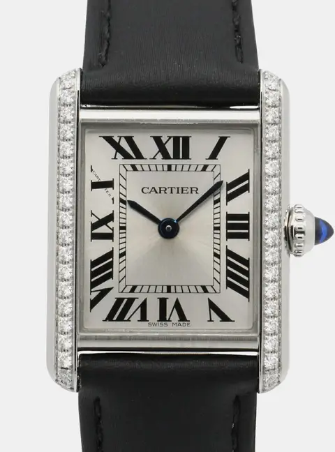 Cartier Tank W4TA0016 Silver Stainless Steel, Diamond Quartz Women's Watches 29.3x22mm