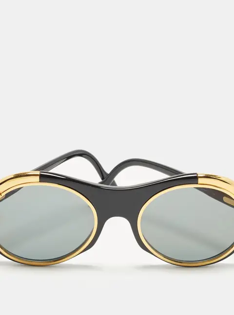 Cartier Black/Gold Tone Diabolo 1991 Round Sunglasses