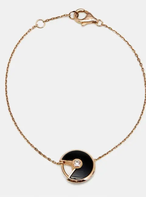 Cartier Amulette De Cartier Onyx Diamond 18k Rose Gold XS Model Bracelet