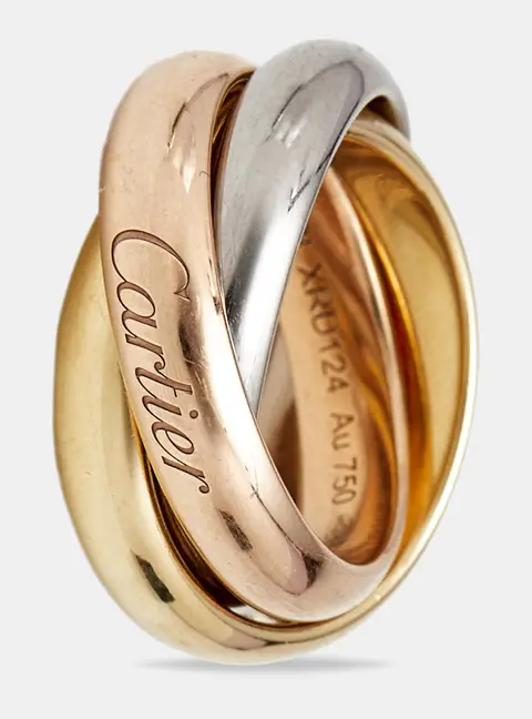 Cartier Trinity 18k Three Tone Gold Large Model Band Ring Size 48