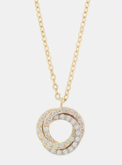 Cartier Trinity 18K Yellow, Rose, White Gold Diamonds Necklace