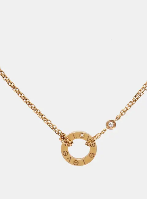 Cartier Love Diamond 18k Rose Gold Necklace