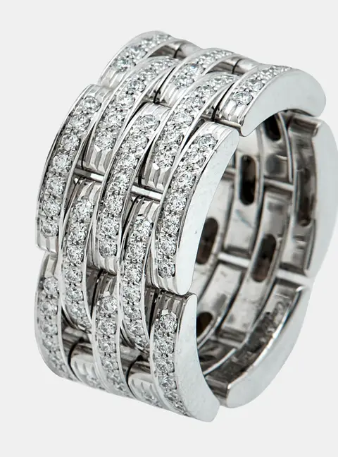 Cartier Maillon Panthere Diamonds 18k White Gold Ring 52