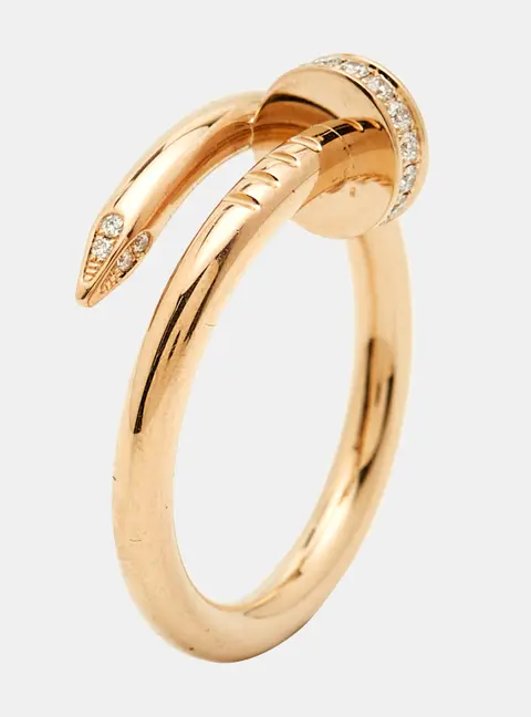 Cartier Juste Un Clou Diamonds 18k Rose Gold Classic Model Ring Size 57