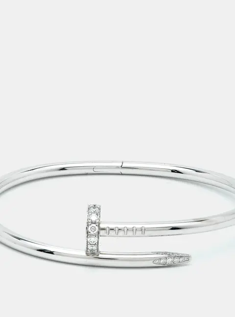 Cartier Juste Un Clou Diamonds 18k White Gold Classic Model Bracelet 17