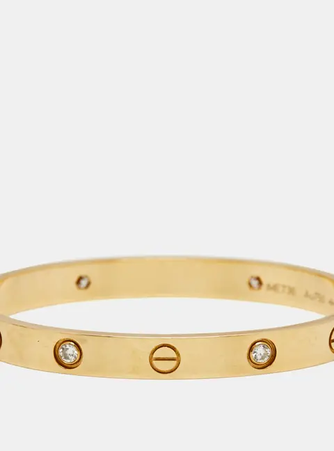 Cartier Love 4 Diamonds 18k Yellow Gold Bracelet 16
