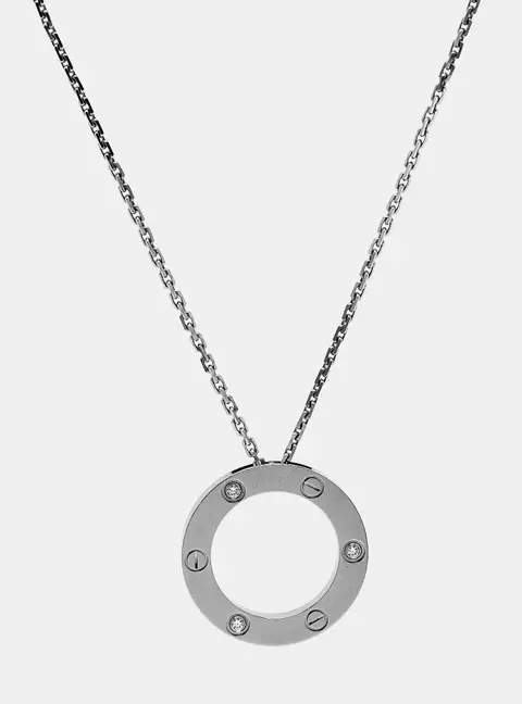 Cartier Love  Diamond 18K White Gold Pendant Necklace