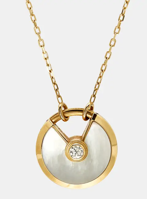Cartier Amulette De Cartier Diamond Mother of Pearl 18k Yellow Gold SMall Model Pendant Necklace