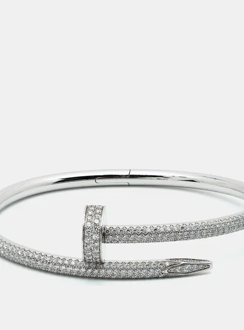 Cartier Juste Un Clou Diamond 18k White Gold Bangle Bracelet 15