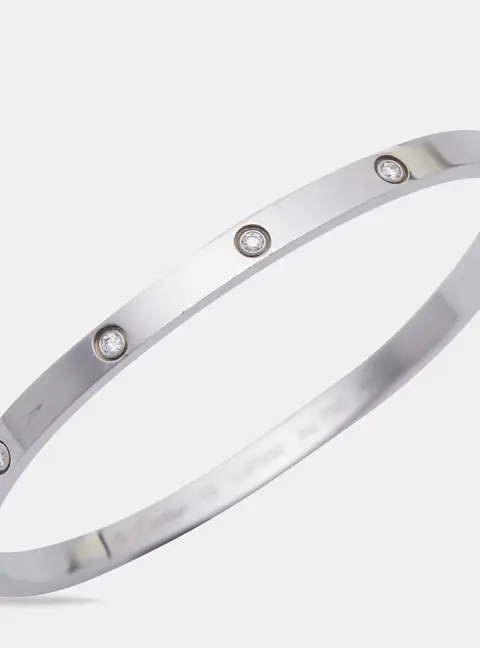 Cartier Love 10 Diamonds 18k White Gold Small Model Bracelet 16