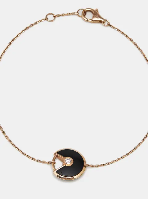 Cartier Amulette De Cartier Diamond Onyx 18k Rose Gold Charm Bracelet