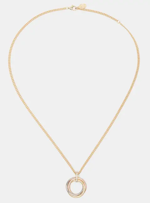 Cartier Trinity Diamond 18k Three Tone Gold Chain Necklace