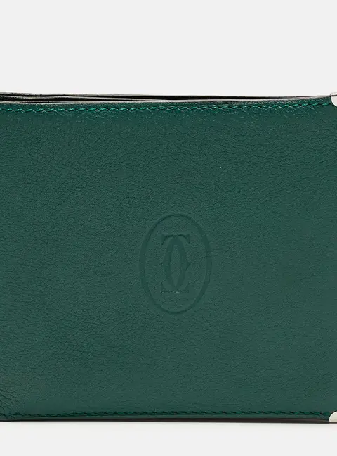Cartier Must de Cartier Green Leather Bifold Wallet