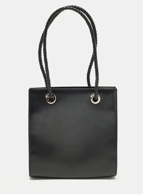 Cartier Panthere Black Leather Braided Handle Tote
