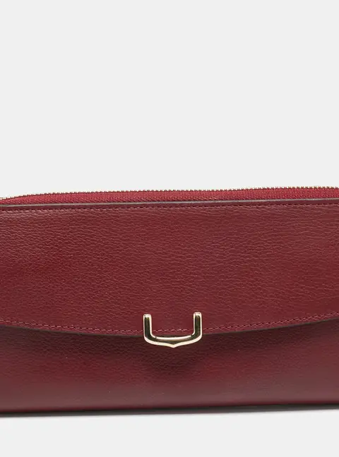 Cartier C De Cartier Burgundy Leather Zip Around Wallet