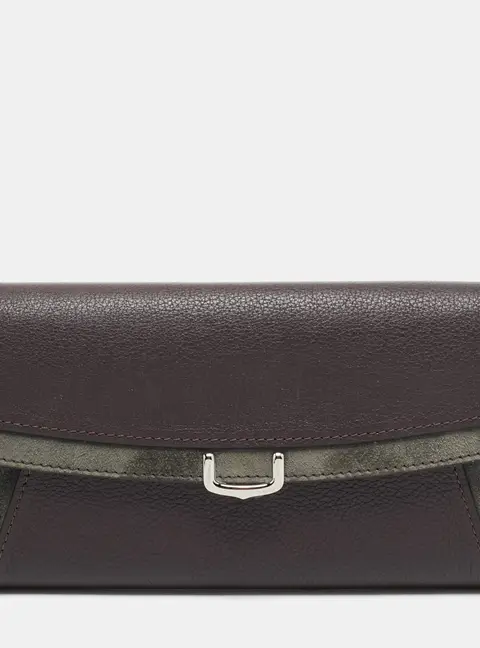 Cartier C De Cartier Burgundy/Grey Leather and Suede Continental Wallet