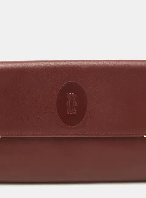 Cartier Le Must De Cartier Burgundy Leather Compact Wallet