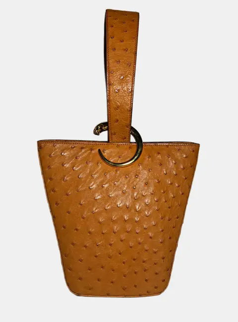 Cartier Berlingot Small Light Brown Ostrich Leather Top Handle Bag