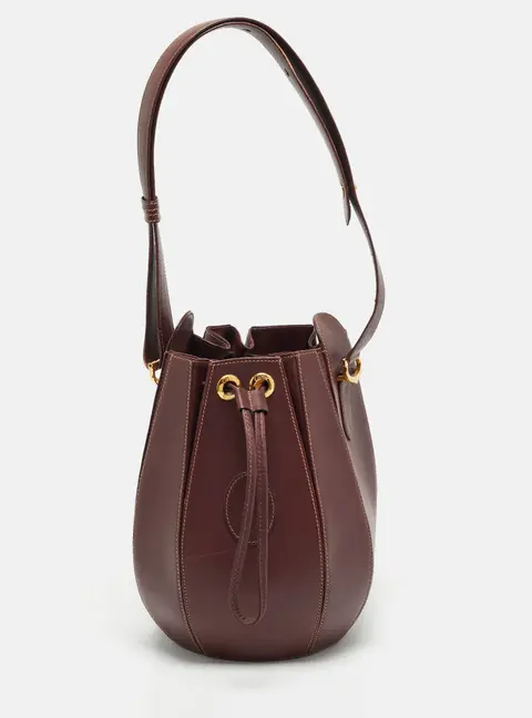 Cartier Must de Cartier Burgundy Leather Drawstring Bucket Bag
