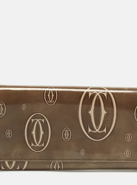 Cartier Happy Birthday Brown Patent Leather Continental Wallet