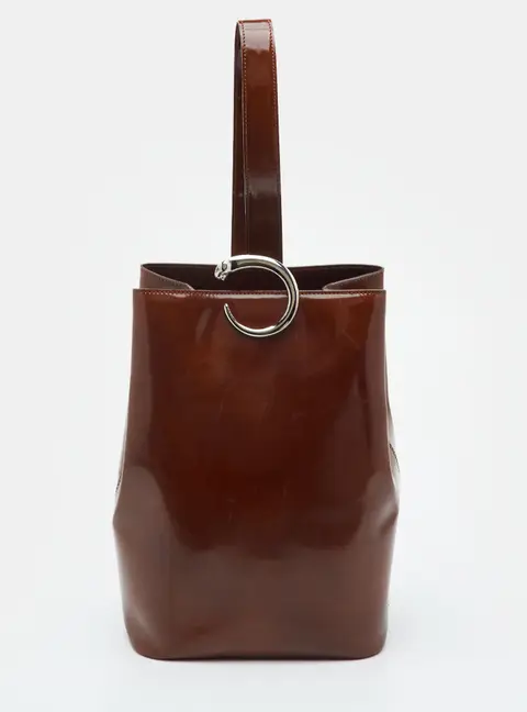 Cartier Vintage Panthere Brown Patent Leather Bag