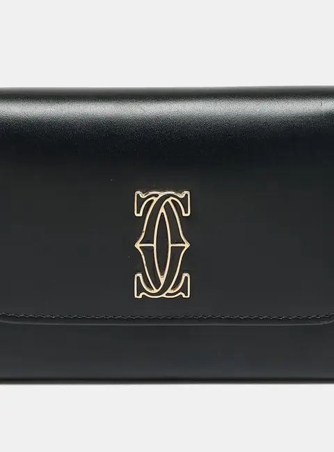 Cartier C de Cartier Black Leather Compact Wallet