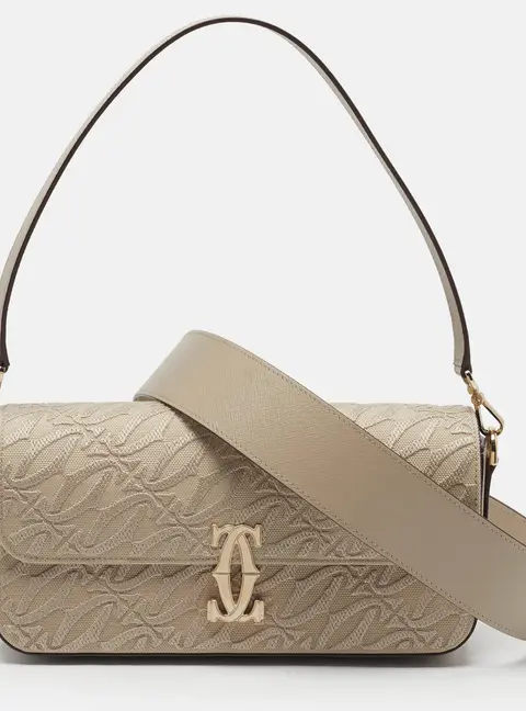 Cartier C De Cartier East-West Beige Monogram Canvas Shoulder Bag