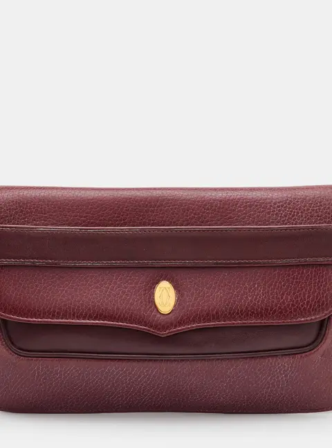 Cartier Must de Cartier Burgundy Grained Leather Flap Clutch