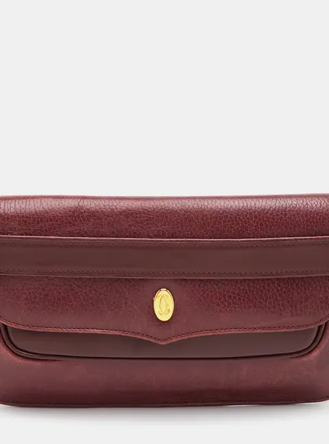Cartier Must de Cartier Burgundy Leather Flap Clutch