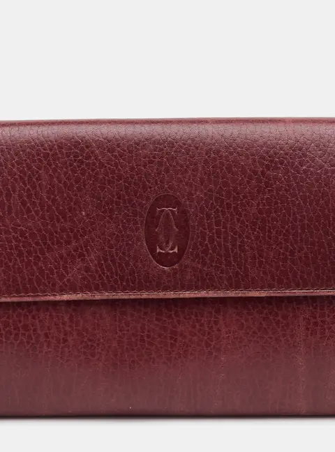 Cartier Must de Cartier Burgundy Leather Trifold Wallet