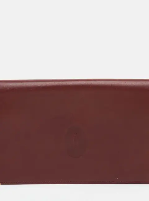 Cartier Must de Cartier Burgundy Leather Flap Continental Wallet