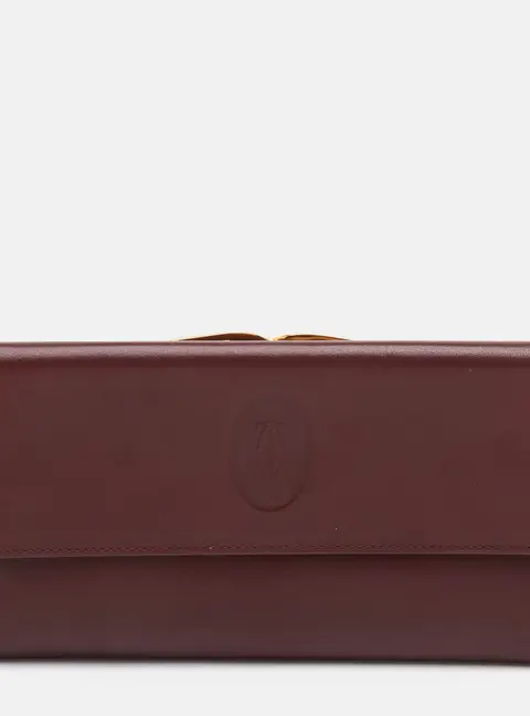 Cartier Must de Cartier Burgundy Leather Flap Long Wallet