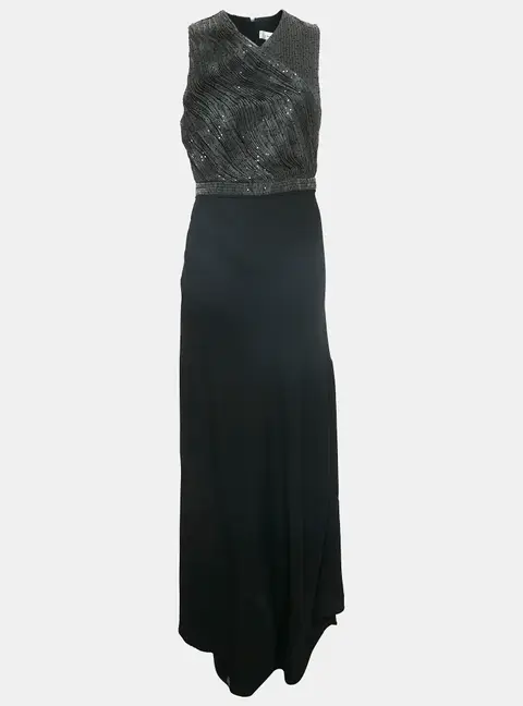 Carven Black Embellished Crepe Sans Manche Sleeveless Maxi Dress M