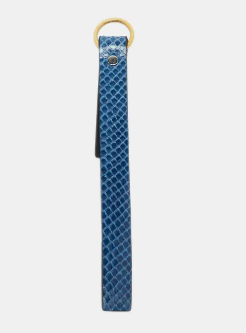 Celine Key Chain Blue Snakeskin Leather
