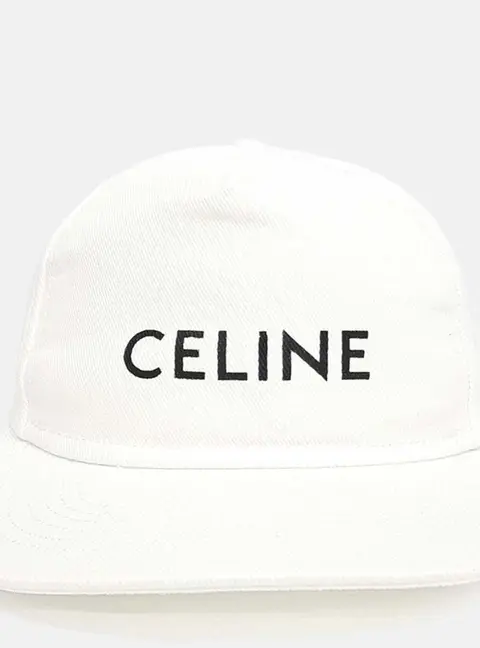 Celine Logo Embroidered White Cotton Women's Baseball Cap