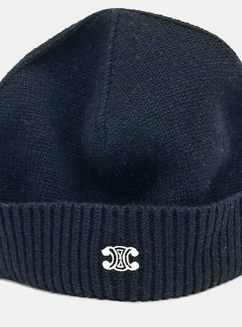 Celine Triumph Black Wool Beanie