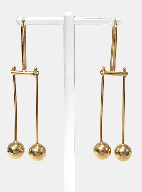 Celine Gold Tone Metal Drop Earrings