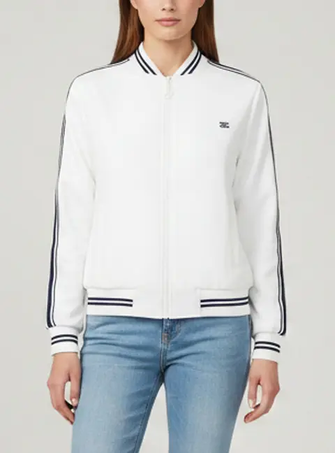 Celine White Navy Stripe Detail Jersey Triomphe Tracksuit Jacket M