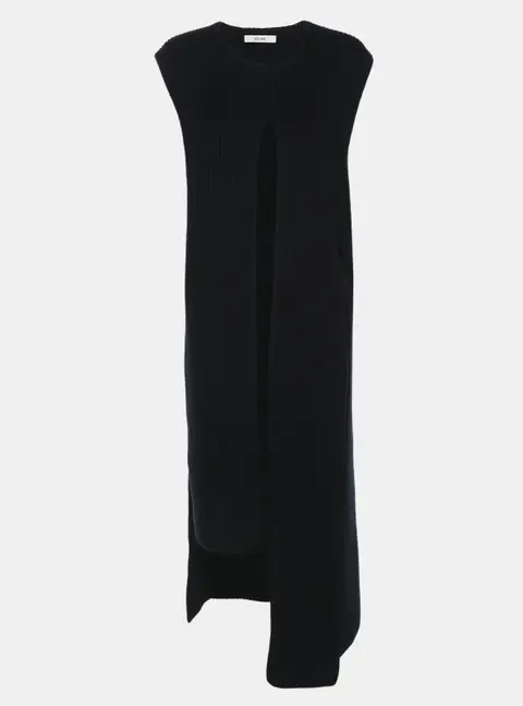Celine Navy Blue Wool Rib Knit Dress S